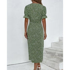 Hazel | Blumenprint Wickel Midi Kleid Mit V-Ausschnitt Und Knopfdetails