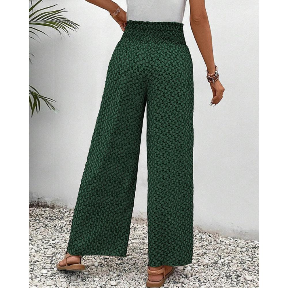 Ariana | Damen Hose Mit Hoher Taille Und Geometrischem Print
