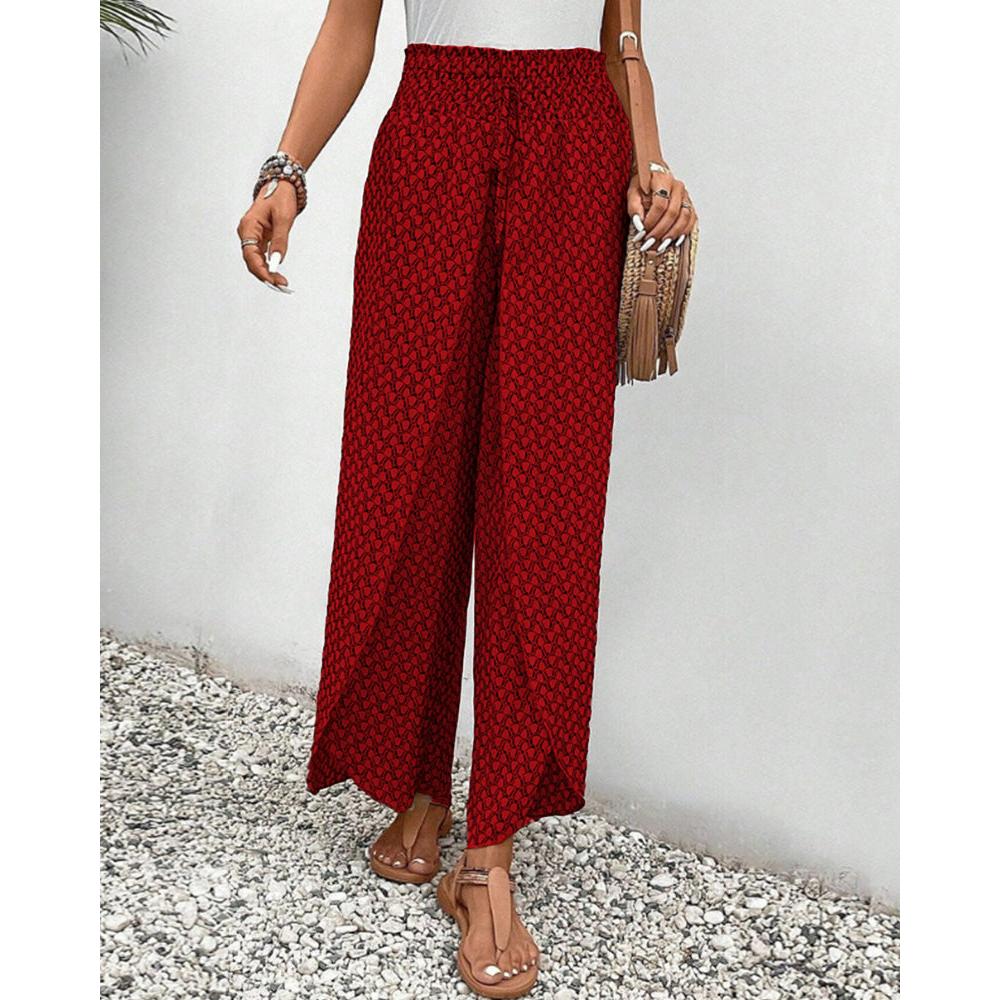 Ariana | Damen Hose Mit Hoher Taille Und Geometrischem Print
