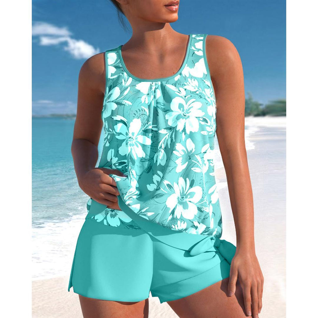 Hannah | Damen Tankini mit floralem Muster und Rundhalsausschnitt