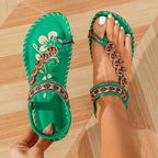 Madeleine | Damen Offene Flache Sandalen Mit Zierband