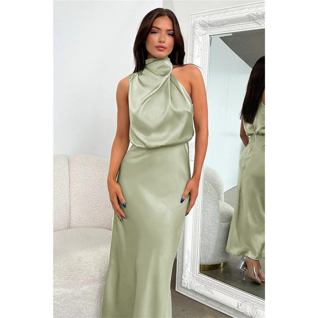 Evelyn | Damen Abendkleid aus Satin mit Neckholder-Ausschnitt