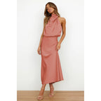 Evelyn | Damen Abendkleid aus Satin mit Neckholder-Ausschnitt