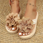 Nova | Damen Plateau Sandalen Mit Blumenriemen