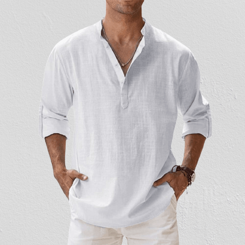 Graham | Herren Leinenmischung Henley Hemd Mit Knopfleiste