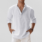 Graham | Herren Leinenmischung Henley Hemd Mit Knopfleiste