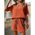 Chloe | Damen Zweiteiliges Set Mit Lockerem Oberteil Und Shorts Mit Kordelzug