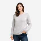Clara | Damen Rundhals Pullover grau mit schlichtem Design