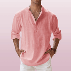 Graham | Herren Leinenmischung Henley Hemd Mit Knopfleiste