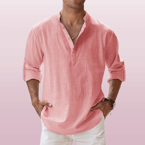 Graham | Herren Leinenmischung Henley Hemd Mit Knopfleiste