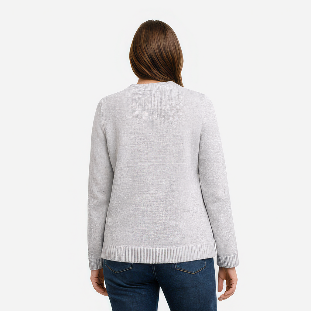 Clara | Damen Rundhals Pullover grau mit schlichtem Design