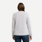 Clara | Damen Rundhals Pullover grau mit schlichtem Design