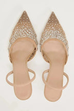 Clara | Damen Slingback Pumps Mit Spitze Und Kristalldetail