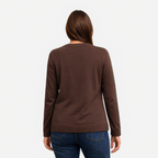 Emma | Damen Rundhals Pullover braun mit schlichter Optik