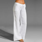 Alaina | Damen Leinen Hose Mit Lockerer Passform Und Kordelzug