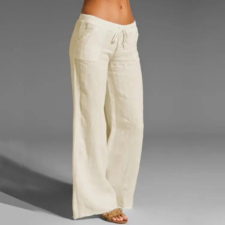 Alaina | Damen Leinen Hose Mit Lockerer Passform Und Kordelzug