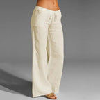 Alaina | Damen Leinen Hose Mit Lockerer Passform Und Kordelzug