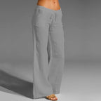 Alaina | Damen Leinen Hose Mit Lockerer Passform Und Kordelzug