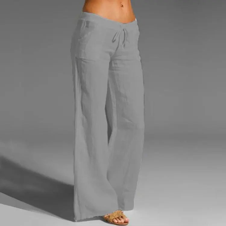 Alaina | Damen Leinen Hose Mit Lockerer Passform Und Kordelzug