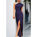 Elena | Damen Ein-Schulter Maxikleid Mit Hohem Beinschlitz