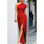 Elena | Damen Ein-Schulter Maxikleid Mit Hohem Beinschlitz