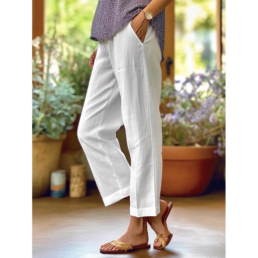 Danielle | Damen Leinen Hose Mit Lockerer Passform Und Geradem Bein