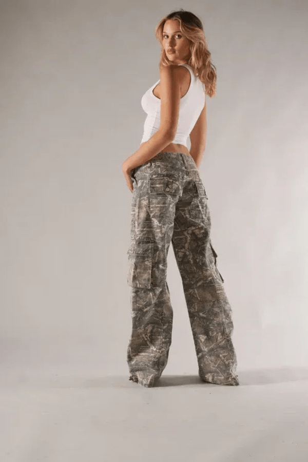 Aria | Damen Camouflage Cargohose Mit Seitentaschen