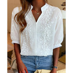 Noemi | Damen Bluse Mit V-Ausschnitt Und Puffärmeln