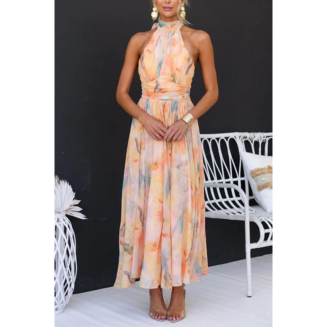 Avery | Damen Maxi Kleid Mit Aquarell Print