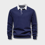 Tobias | Herren Langarm Polo Shirt Mit Kontrastkragen