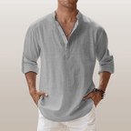 Graham | Herren Leinenmischung Henley Hemd Mit Knopfleiste