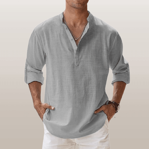 Graham | Herren Leinenmischung Henley Hemd Mit Knopfleiste