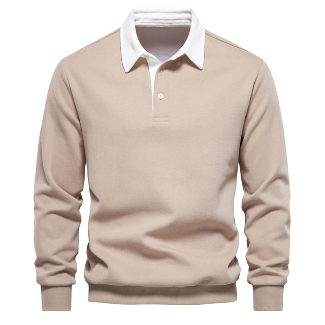Tobias | Herren Langarm Polo Shirt Mit Kontrastkragen