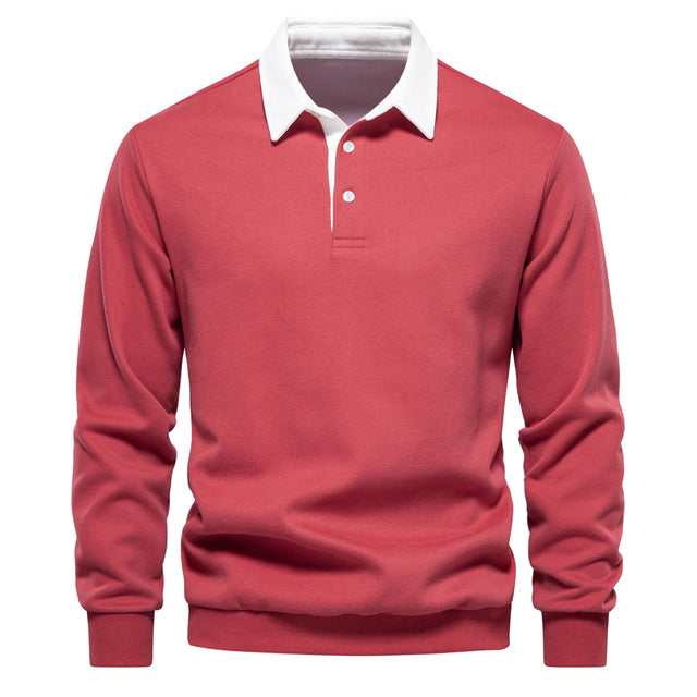 Tobias | Herren Langarm Polo Shirt Mit Kontrastkragen