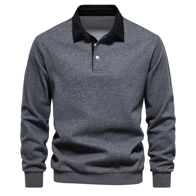 Tobias | Herren Langarm Polo Shirt Mit Kontrastkragen