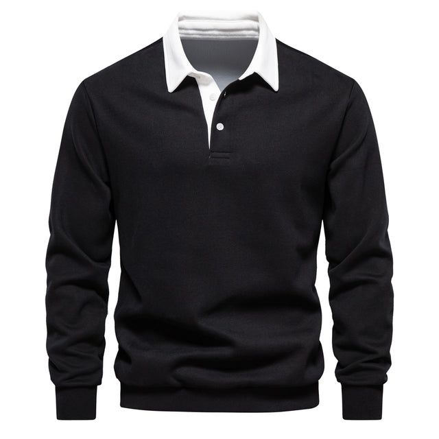 Tobias | Herren Langarm Polo Shirt Mit Kontrastkragen