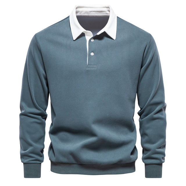 Tobias | Herren Langarm Polo Shirt Mit Kontrastkragen