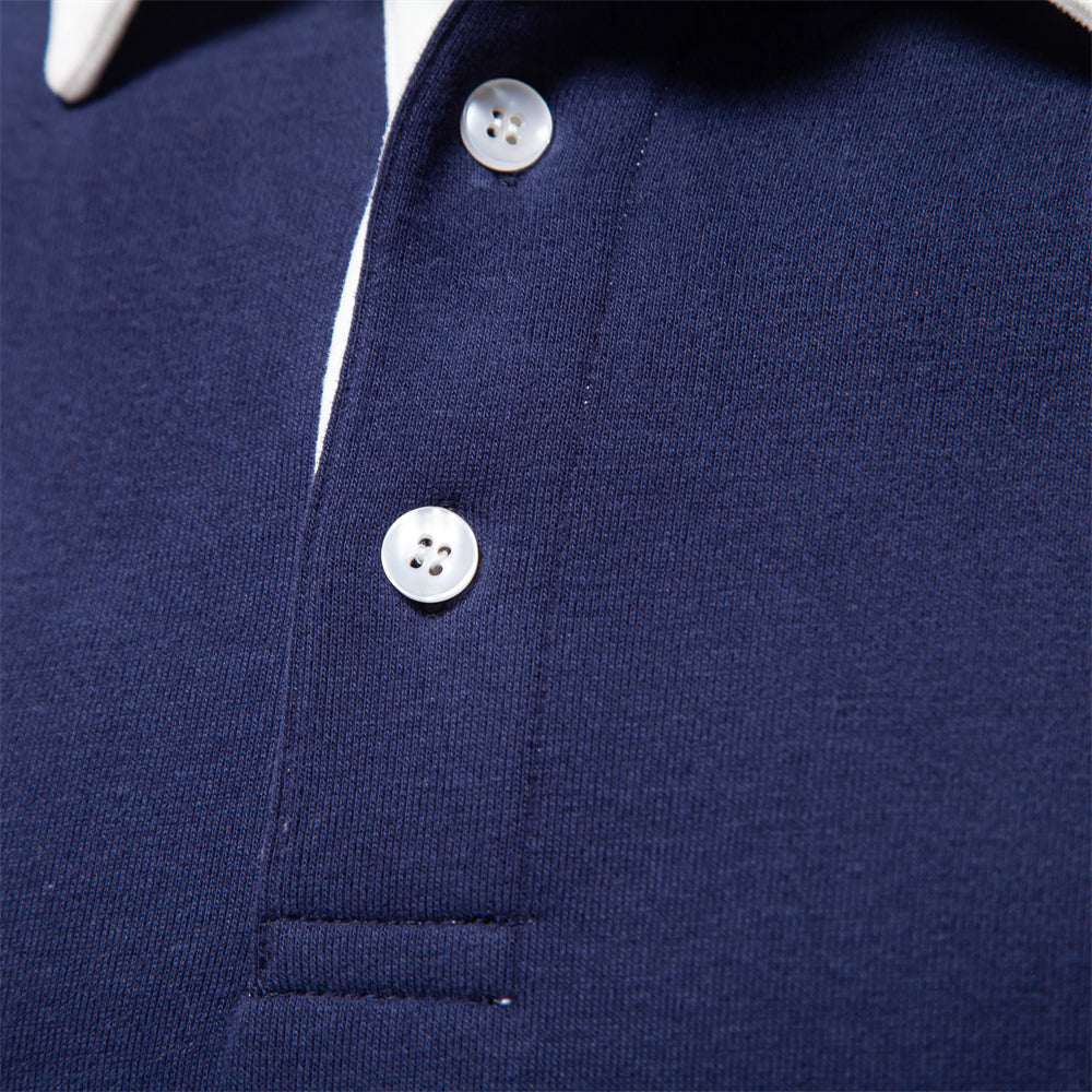 Tobias | Herren Langarm Polo Shirt Mit Kontrastkragen