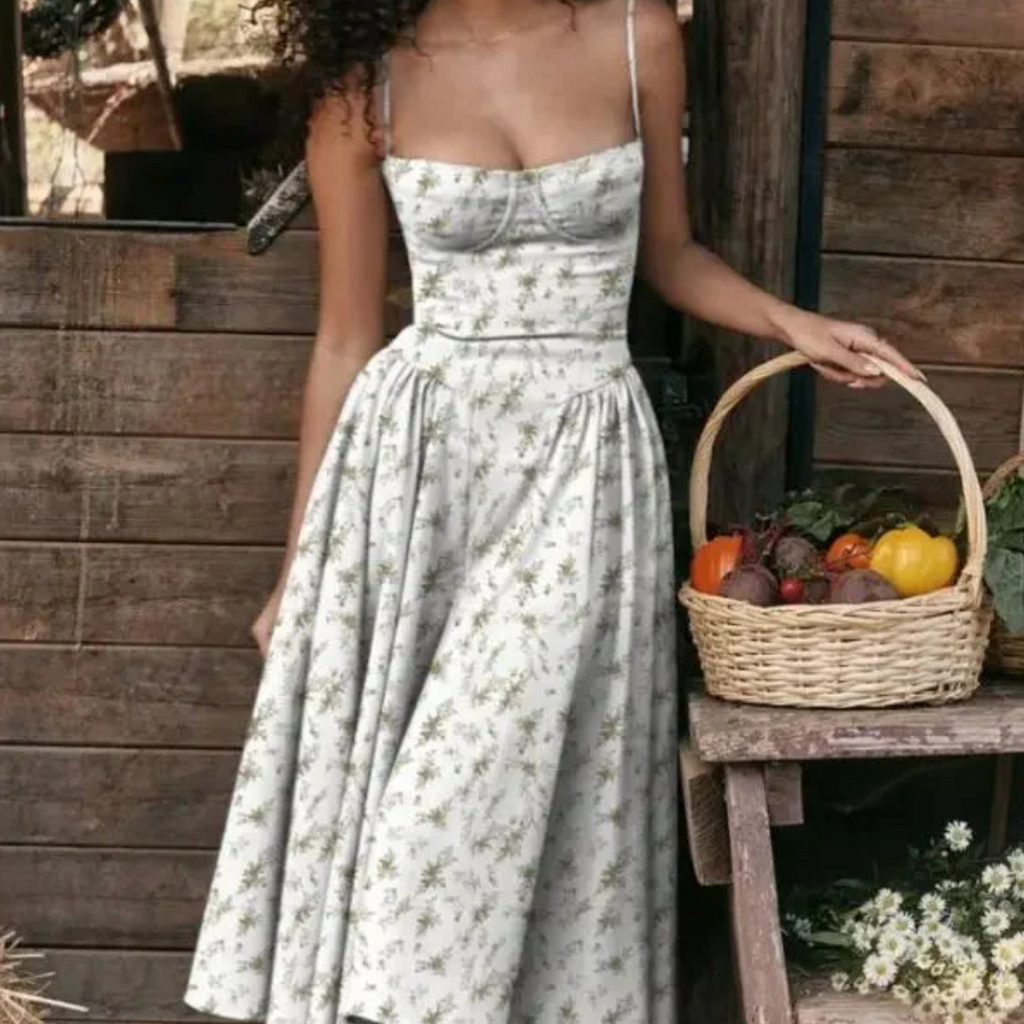 Natalie | Damen Ärmelloses Midi Kleid Mit Figurbetontem Oberteil