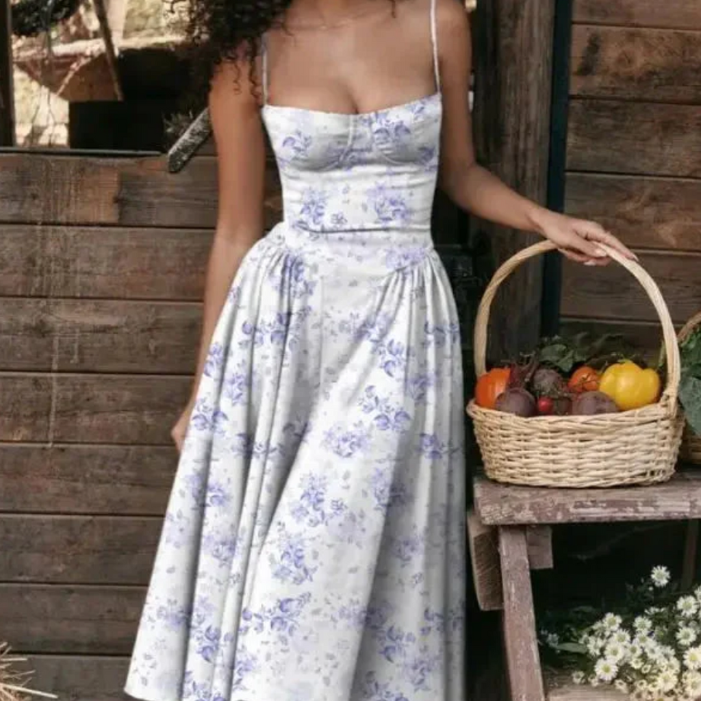 Natalie | Damen Ärmelloses Midi Kleid Mit Figurbetontem Oberteil