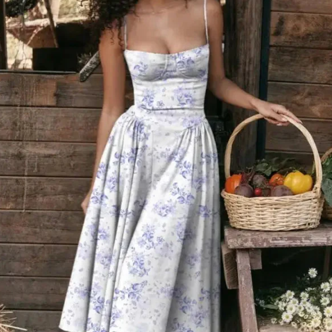 Natalie | Damen Ärmelloses Midi Kleid Mit Figurbetontem Oberteil
