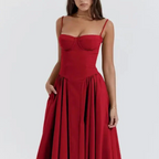 Natalie | Damen Ärmelloses Midi Kleid Mit Figurbetontem Oberteil
