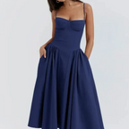 Natalie | Damen Ärmelloses Midi Kleid Mit Figurbetontem Oberteil