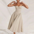 Natalie | Damen Ärmelloses Midi Kleid Mit Figurbetontem Oberteil