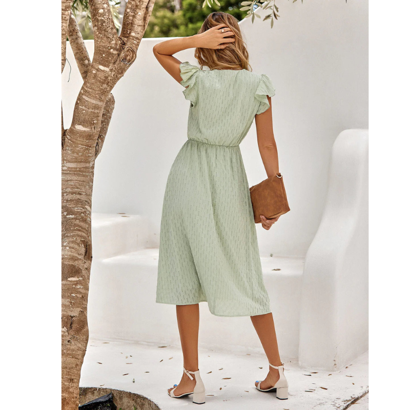 Beatrix | Damen Midikleid Mit Kurzen Rüschenärmeln