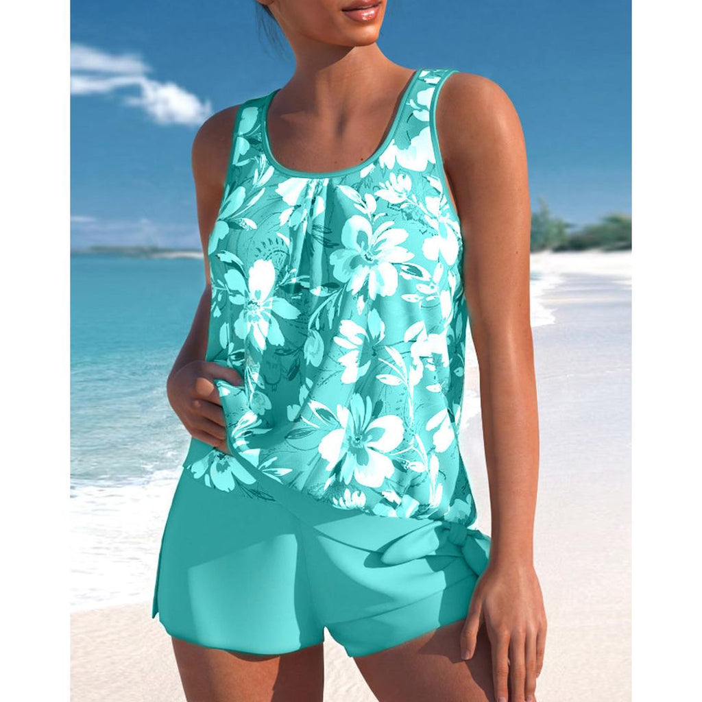 Hannah | Damen Tankini mit floralem Muster und Rundhalsausschnitt