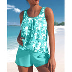 Hannah | Damen Tankini mit floralem Muster und Rundhalsausschnitt