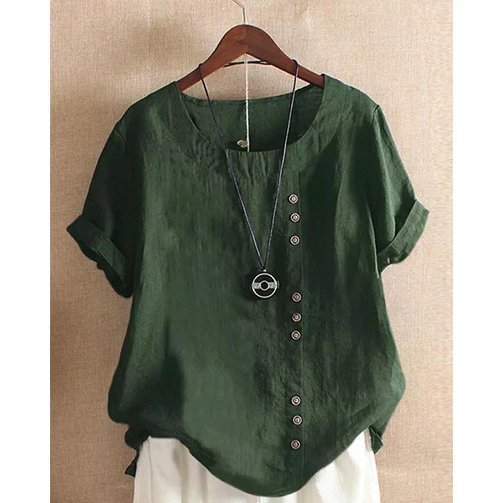 Helene | Damen Bluse In Unifarbe Mit Rundhalsausschnitt
