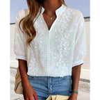 Noemi | Damen Bluse Mit V-Ausschnitt Und Puffärmeln