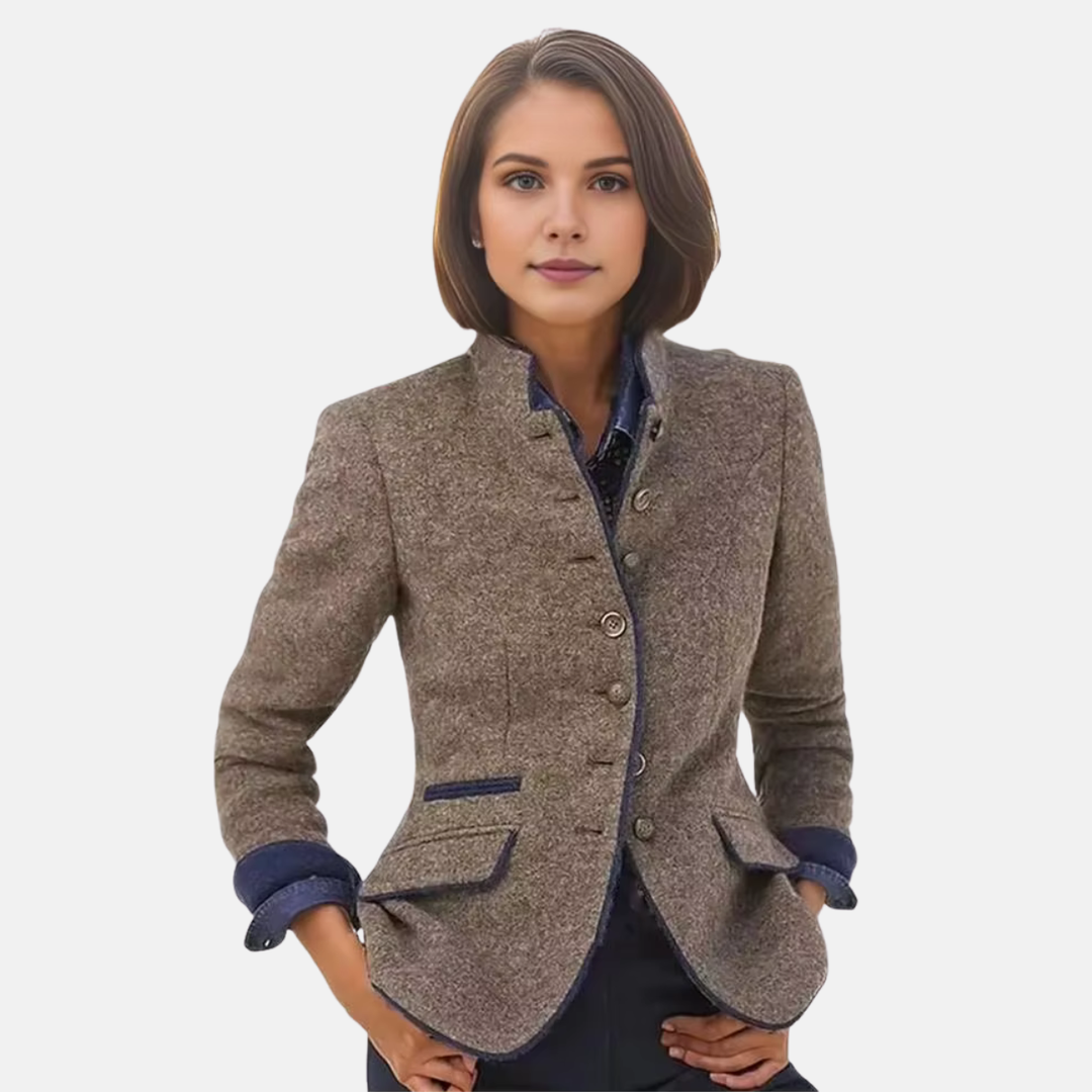 Victoria | Damen Blazer Jacke Mit Knopfleiste Und Stehkragen